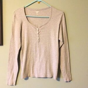 Classic Henley Shirt. Light gray. Size L.